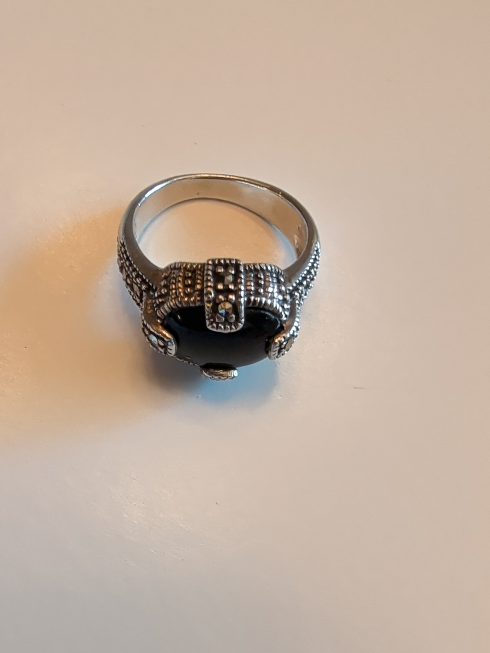 Vintage Silver Black Centerstone Women's Ring